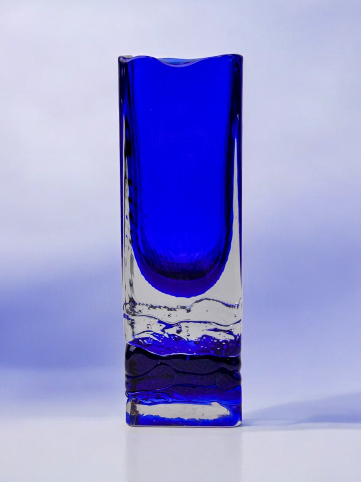 Vase sommerso by Petr hora, blue glass, Czech Republic, 1970