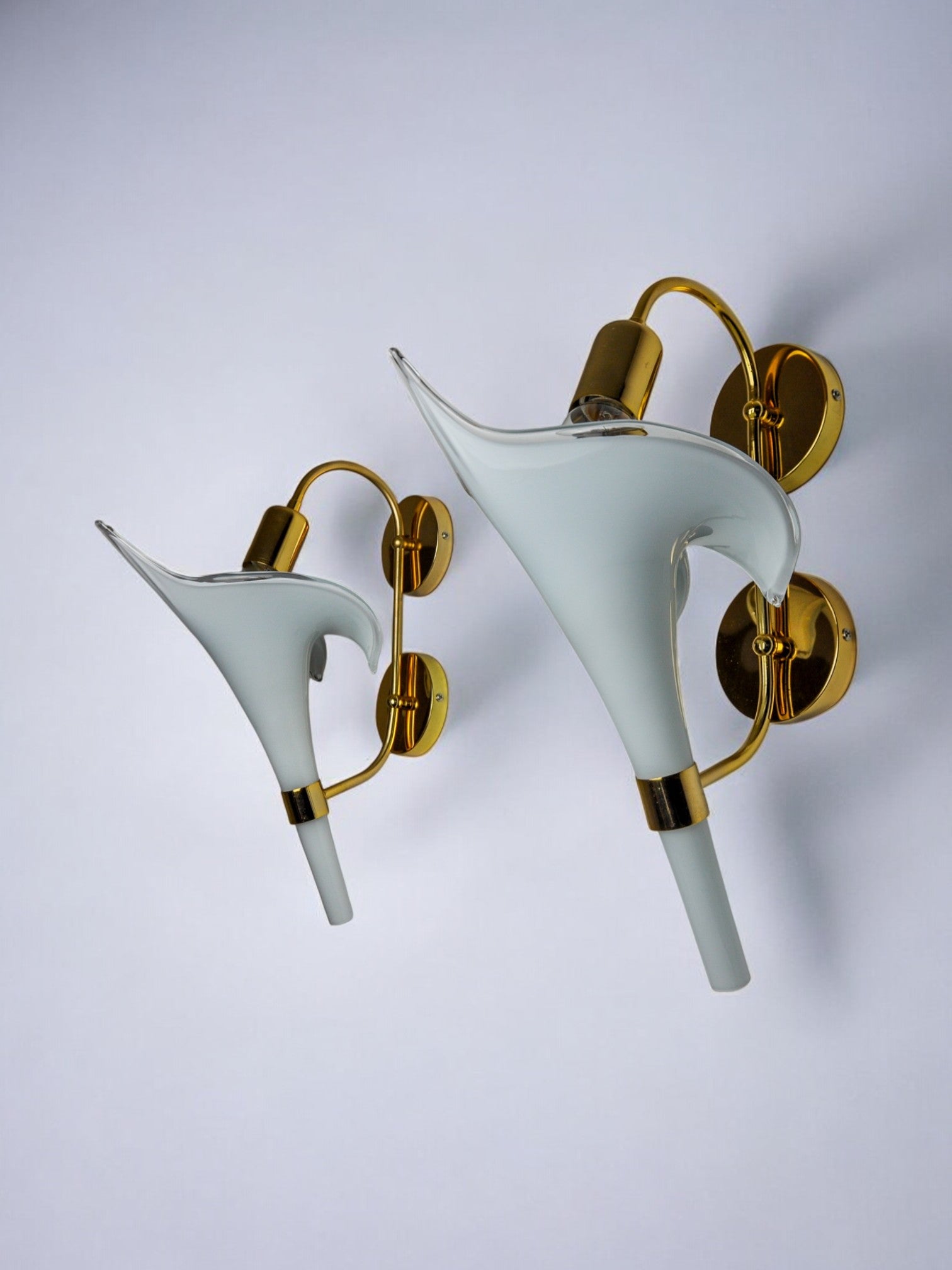 Pair of Calla lily sconces, murano glass, Italy, 1970