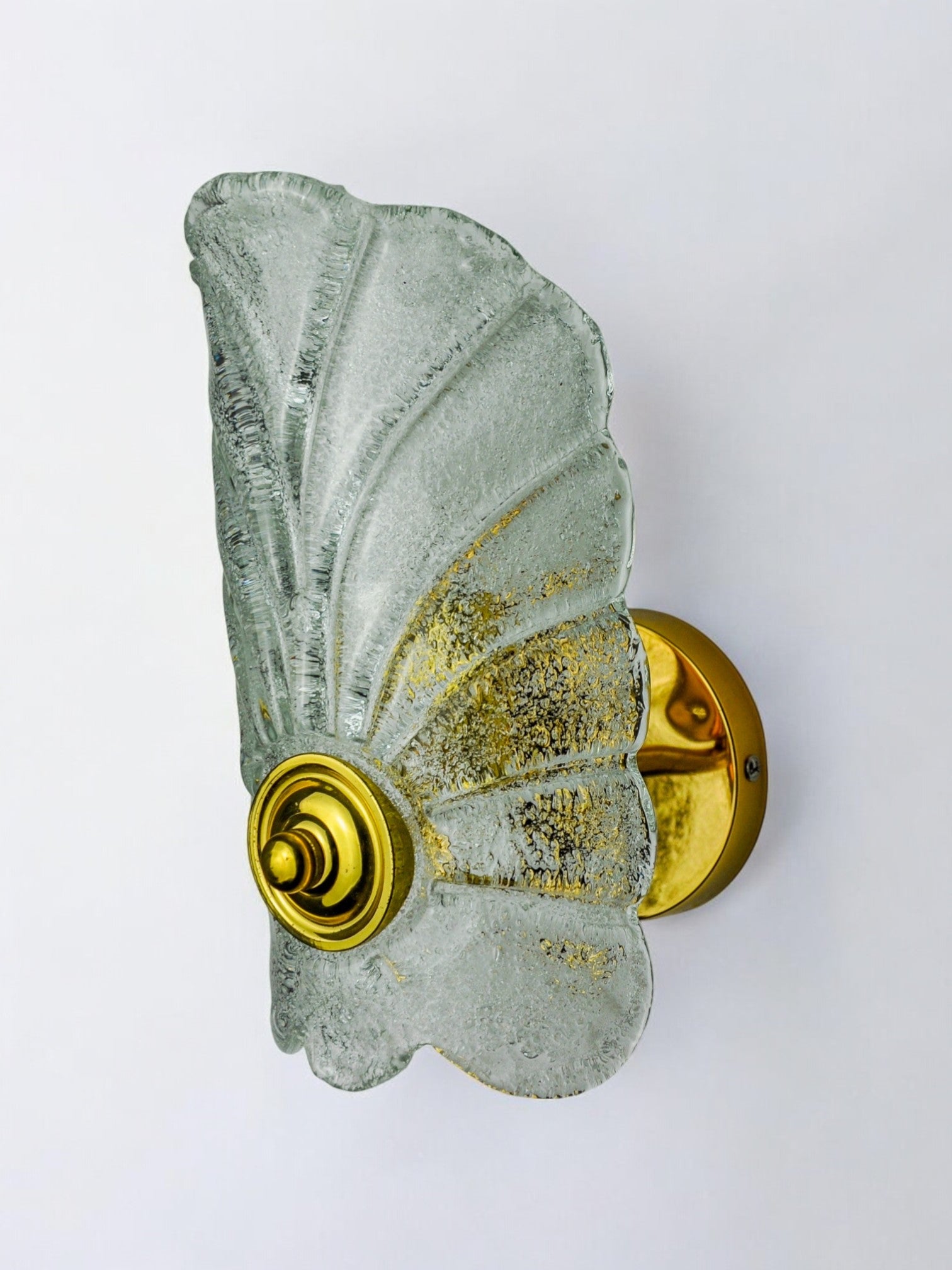 Frosted leaf wall lamp, murano glass, italy, 1970