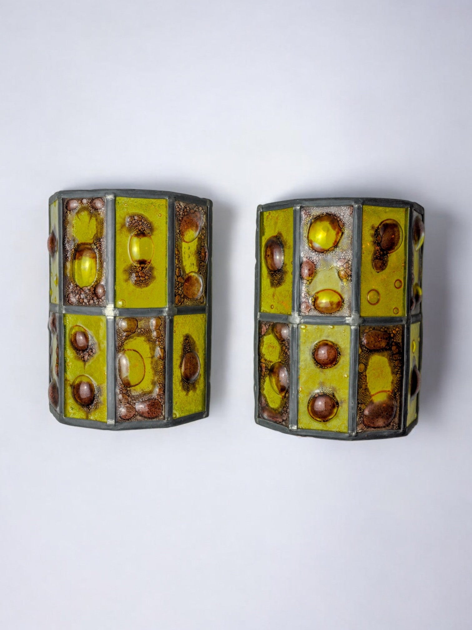Pair of brutalist sconces by Felipe Derflingher for Feders, blown glass, 1960, Mexico
