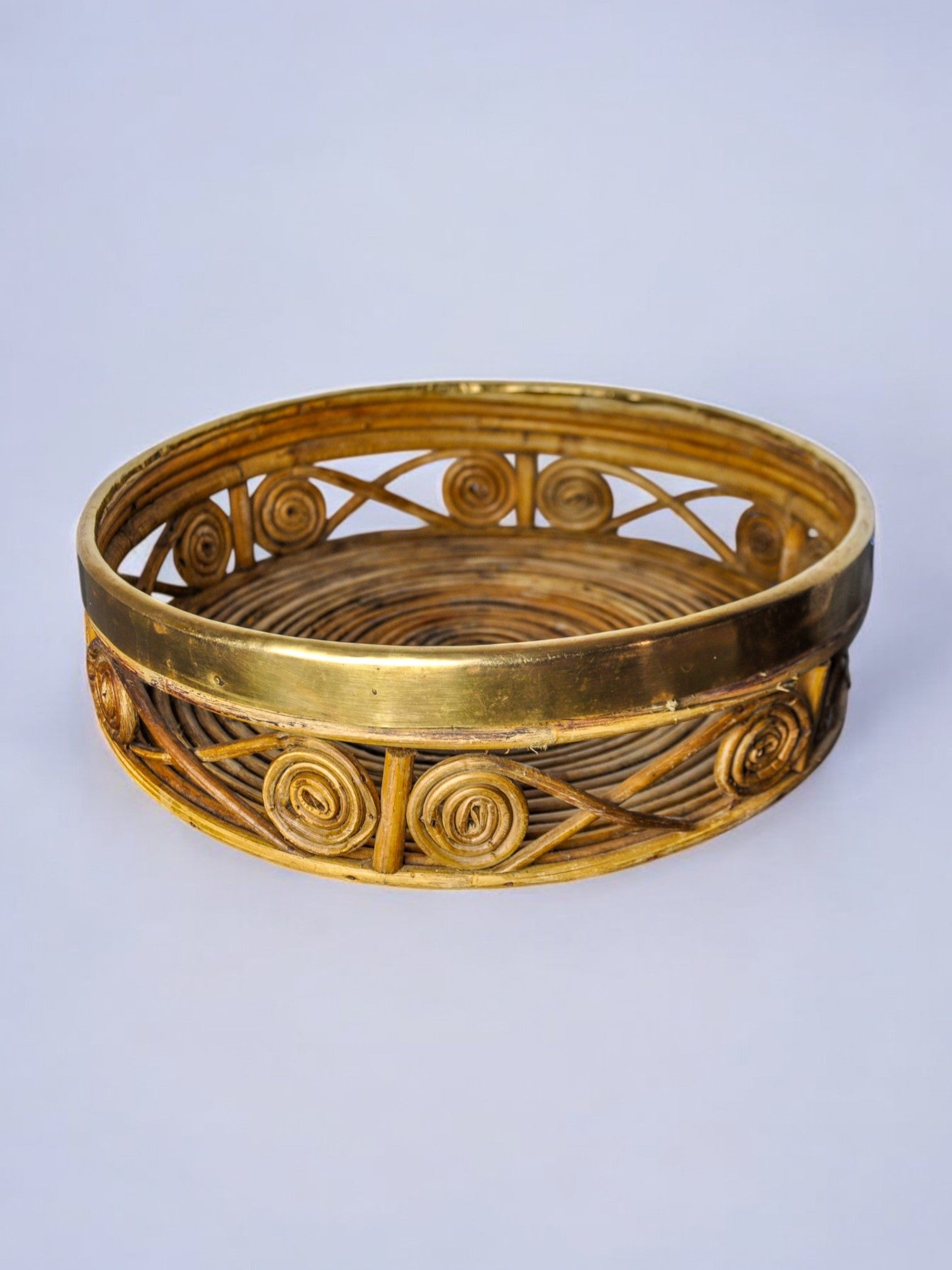 Rattan and brass centerpiece, Italy, 1970