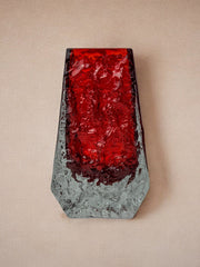 Sommerso red ice cube effect vase by Seguso, Murano, Italy, 1970