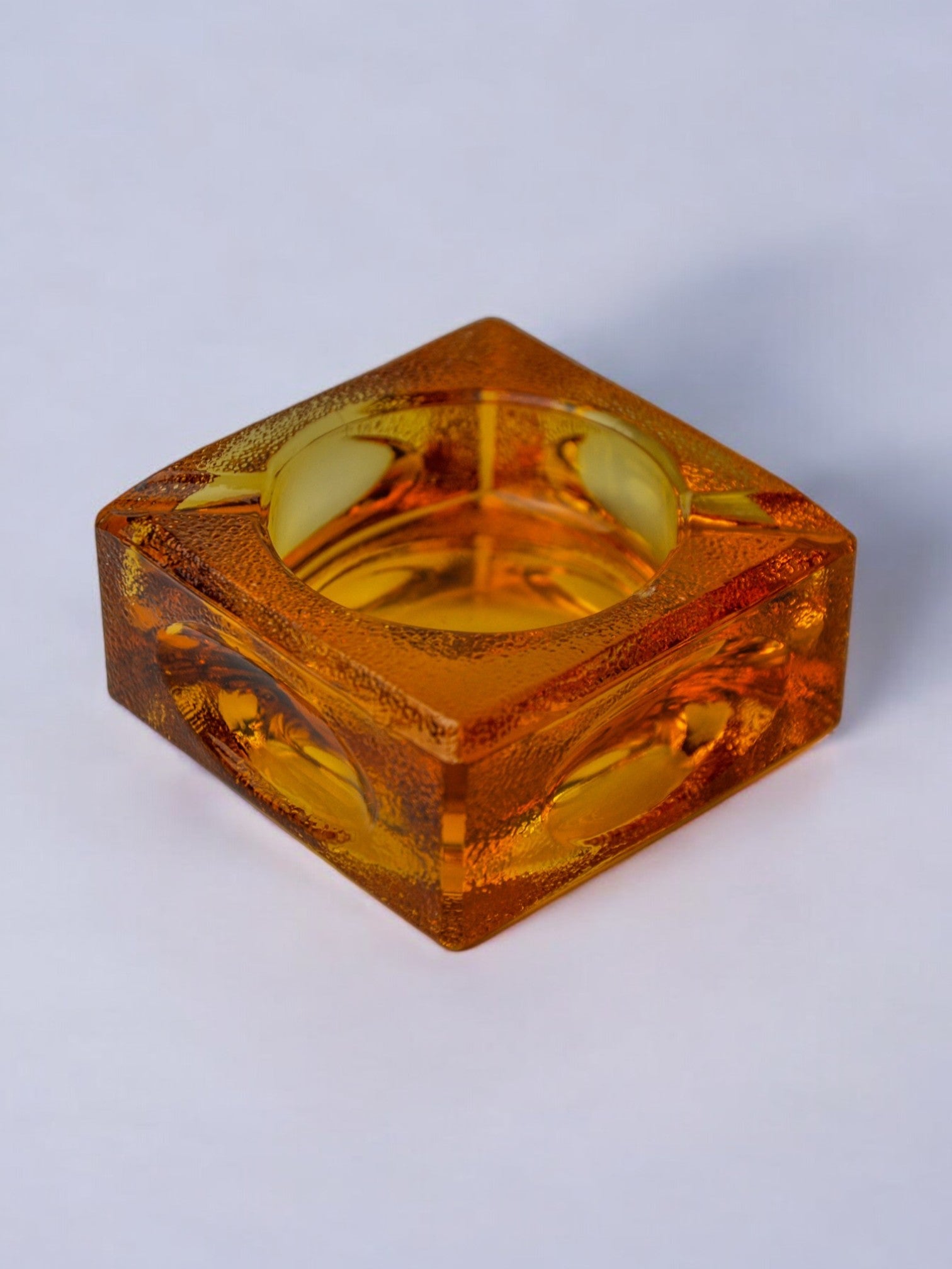 Orange ice cube ashtray by Antonio Imperatore, Murano glass, Italy, 1970