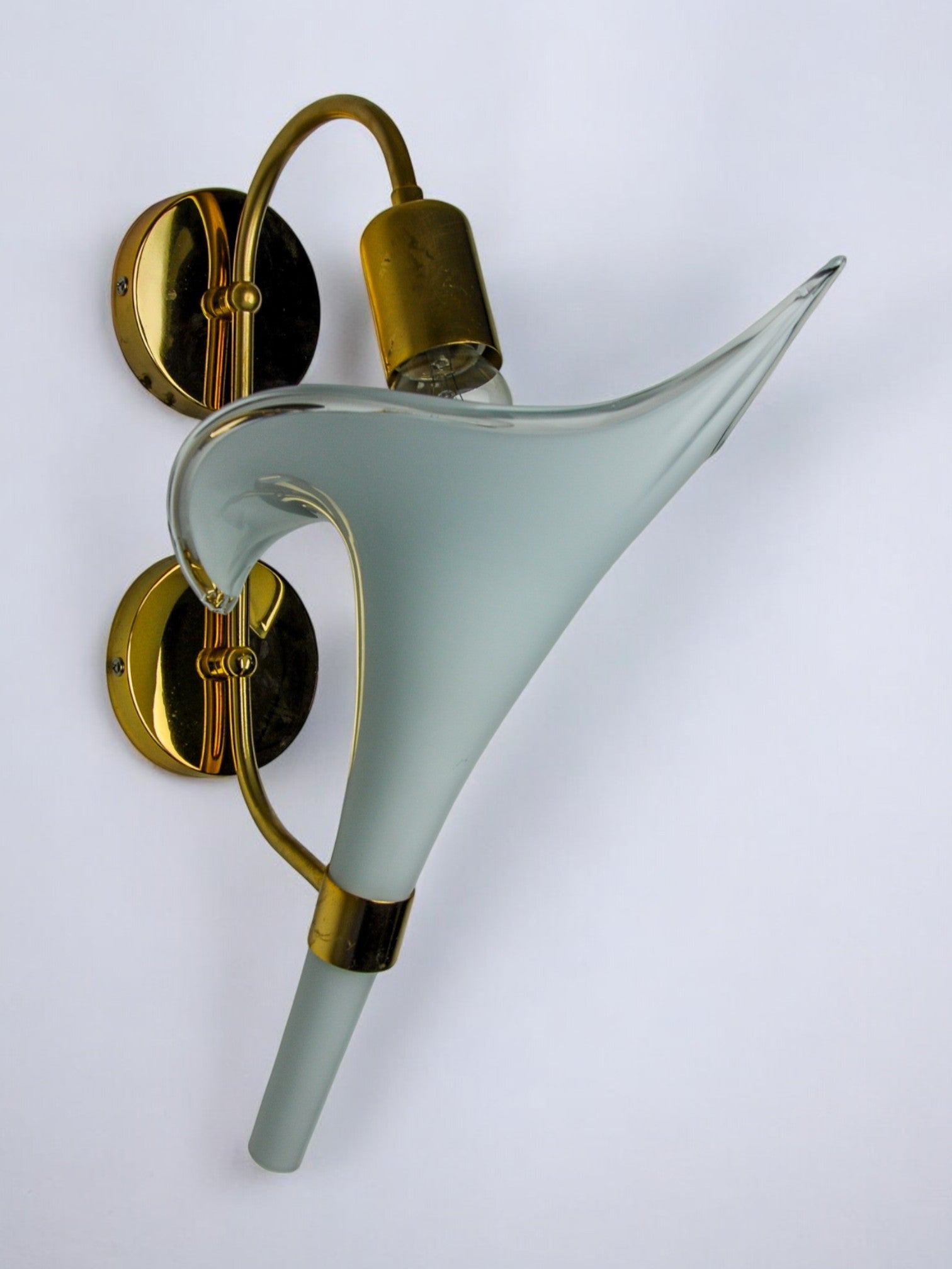 White Calla lily wall lamp, Murano glass, Italy, 1970