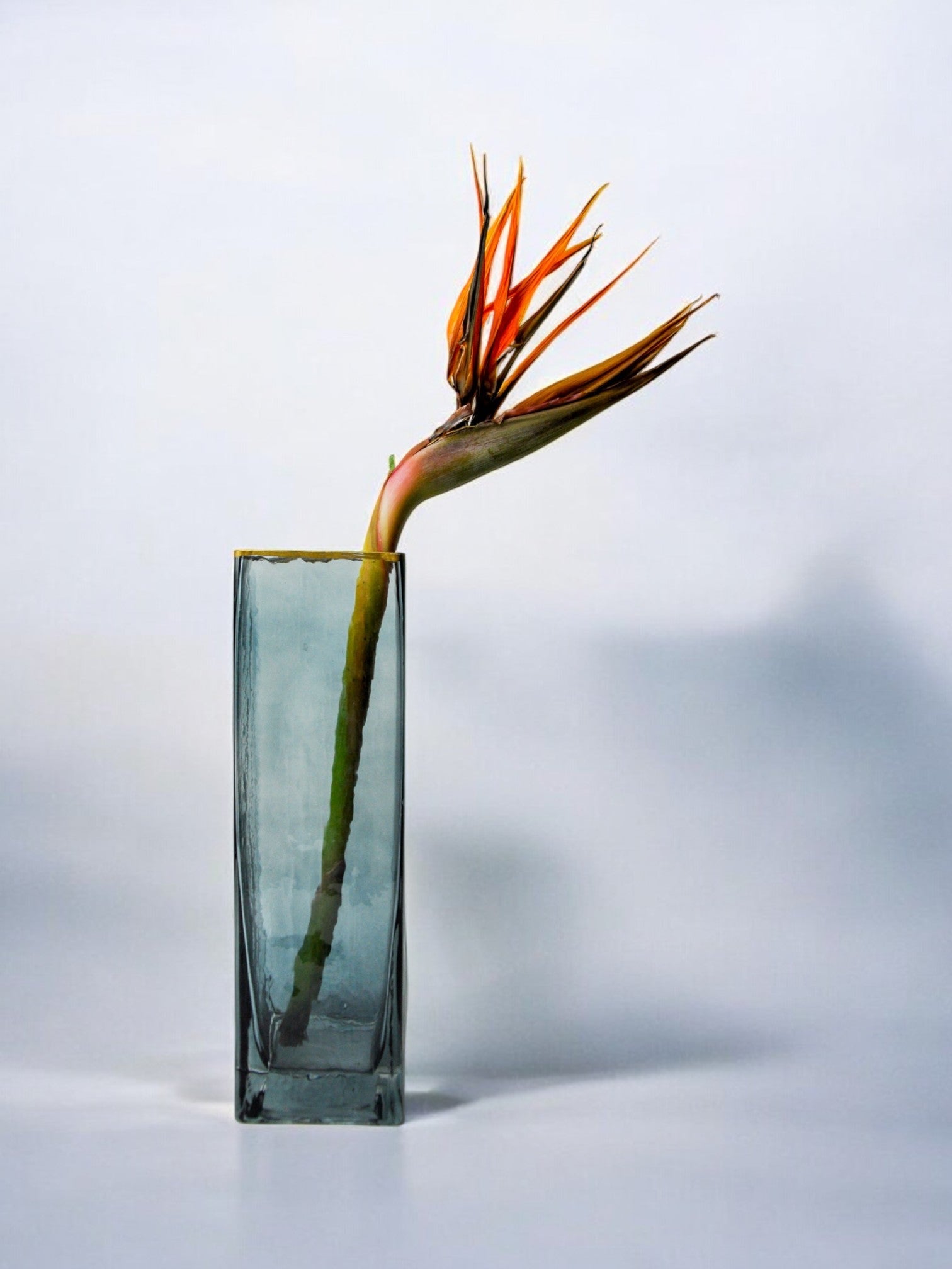 Sommerso vase by Petr hora, blue glass, golden edges, Czech Republic, 1970