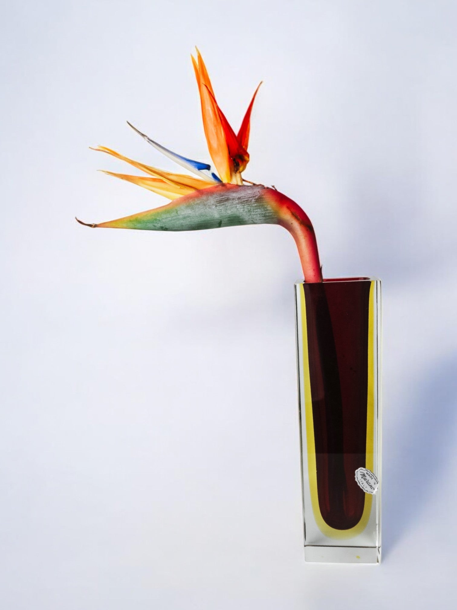 Brown and yellow cubic sommerso vase by seguso, murano, italy, 1970