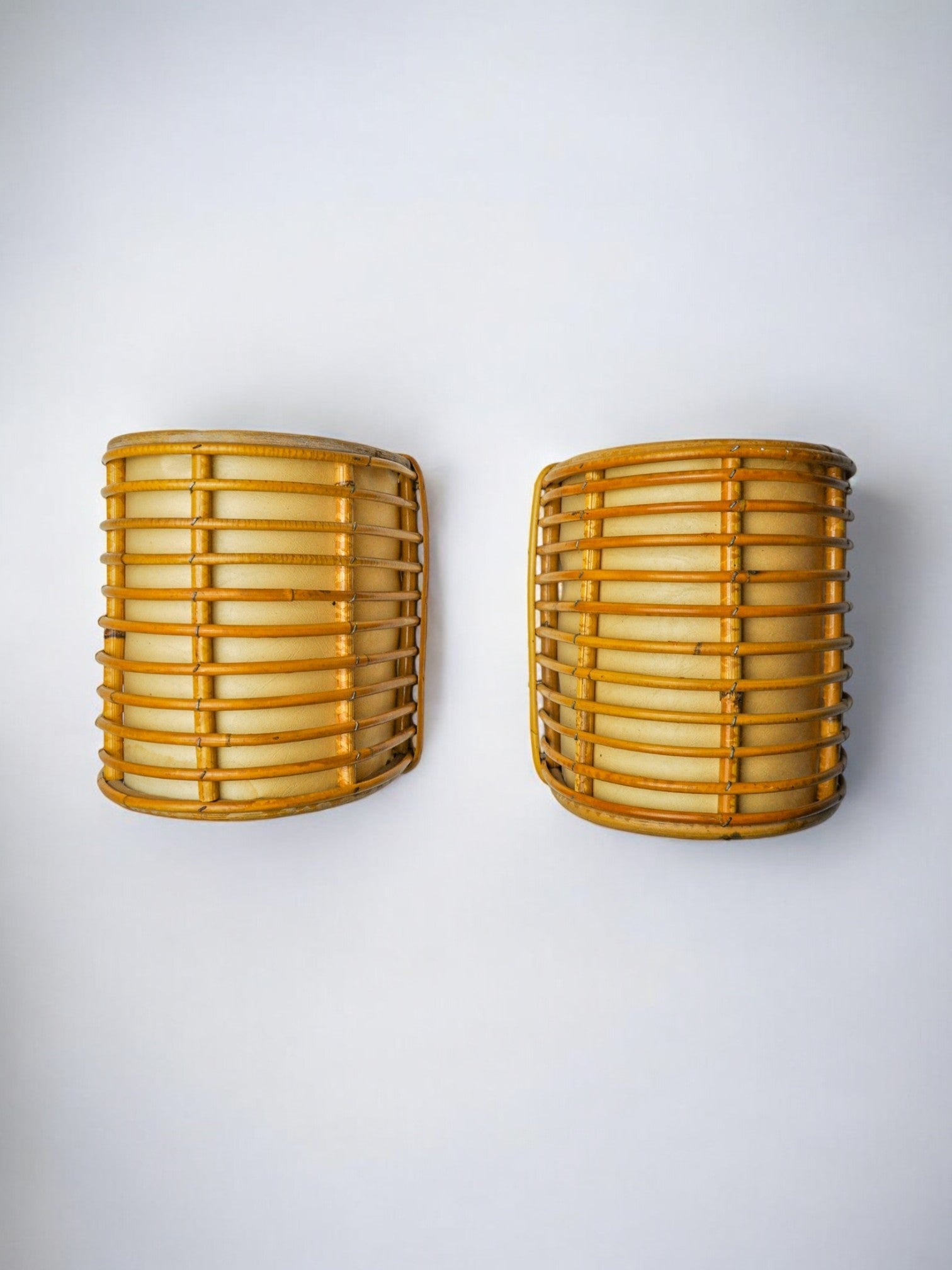 Pair of rattan sconces France 1960