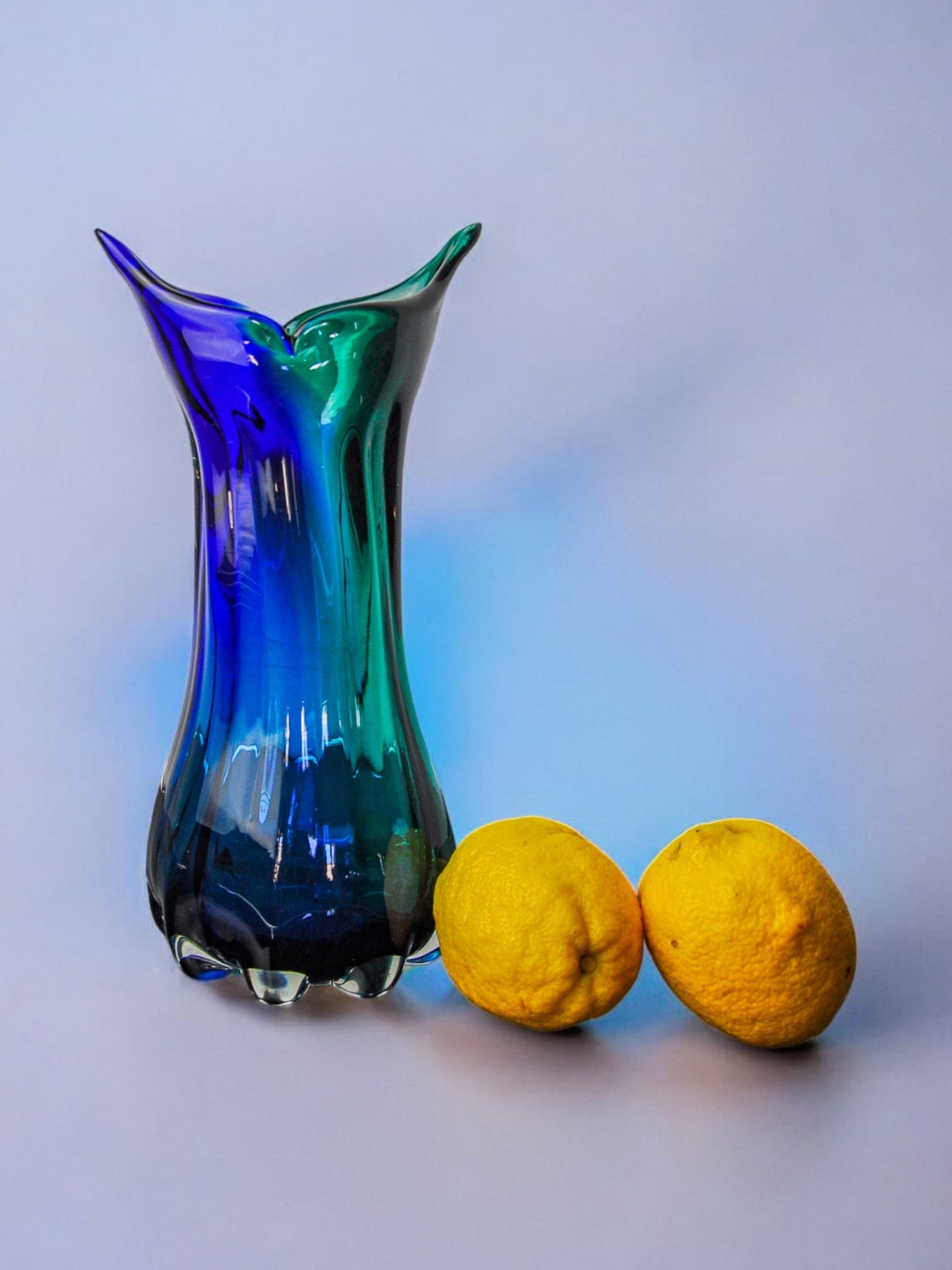 Sommerso green and blue vase by Seguso, Murano glass, Italy, 1970
