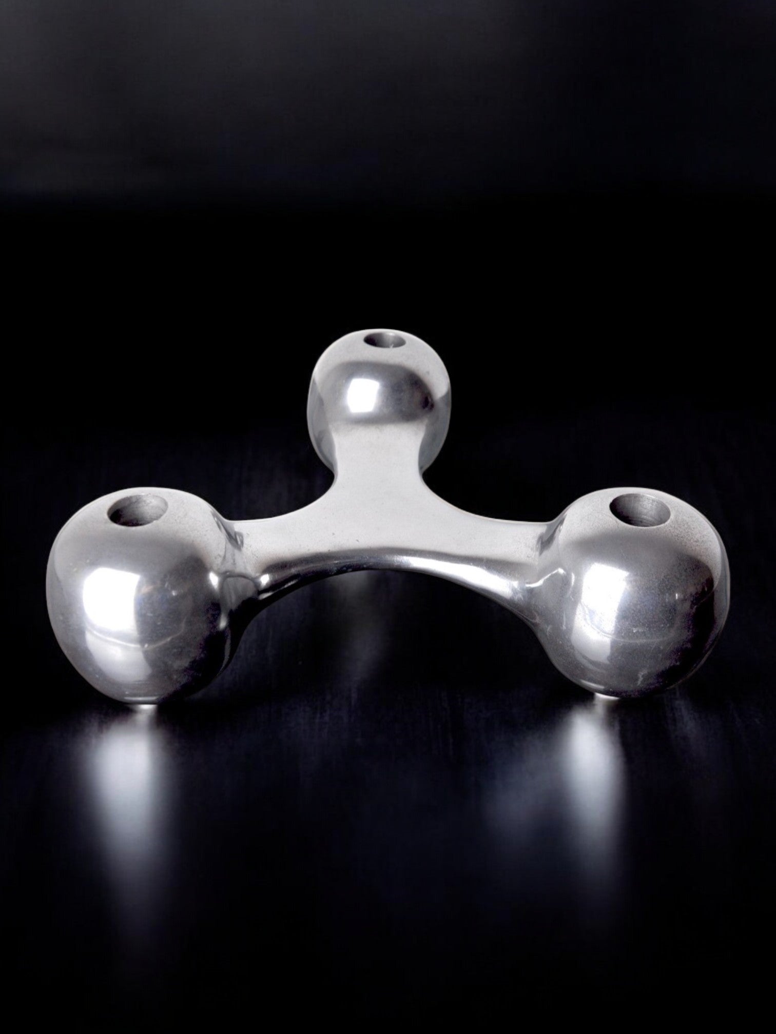 Biomorphic candleholder,solid aluminium, denmark, 1970's
