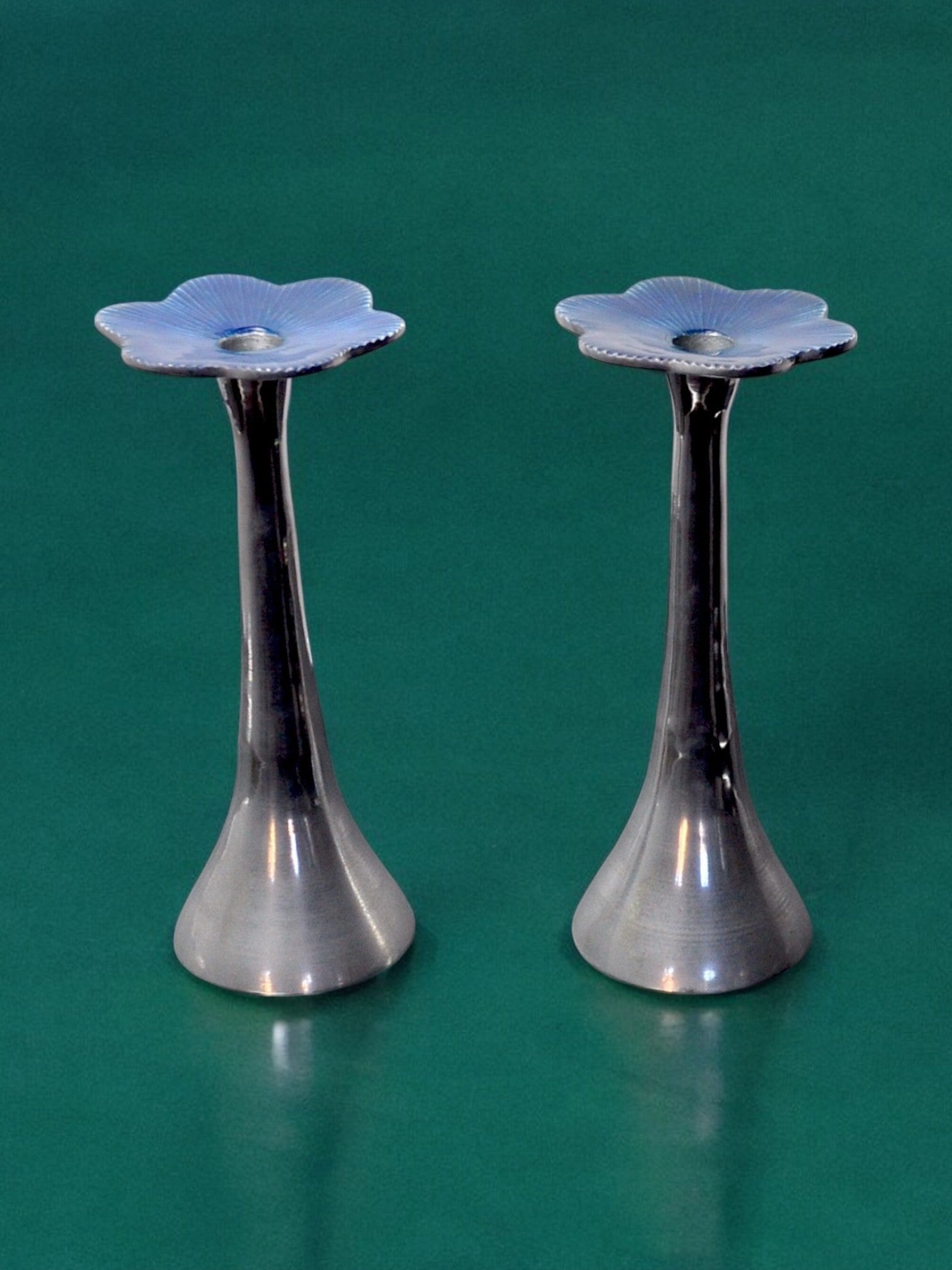Pair of floral brutalist candlesticks by david marshall, 1980, spain