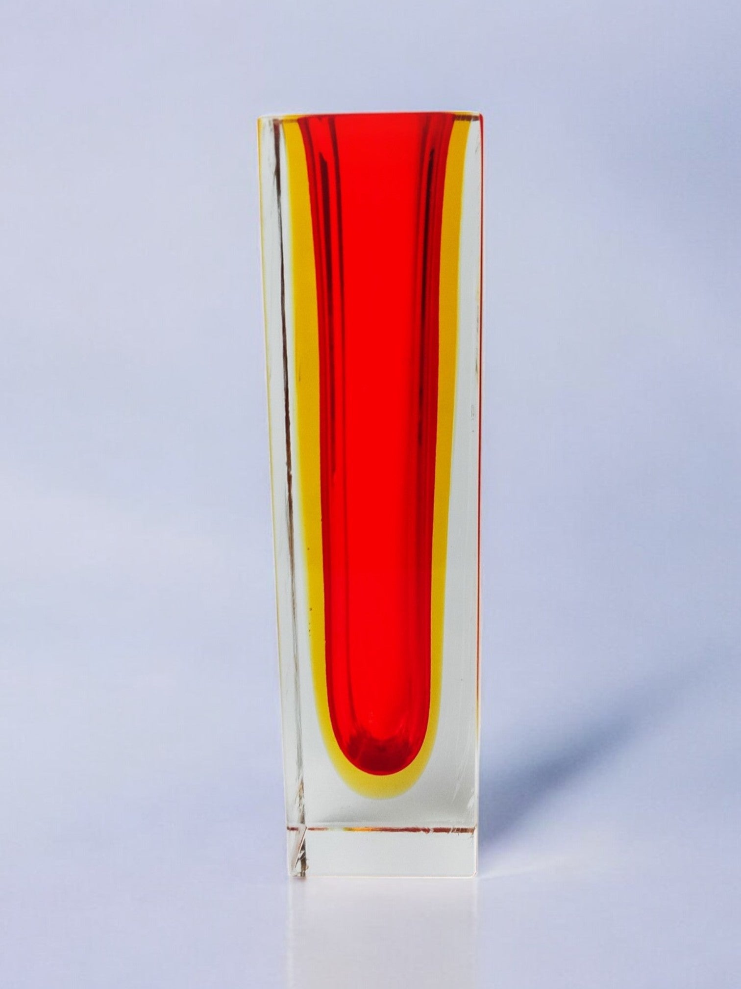 Archimede Seguso vintage vase in orange Murano glass Italy 1960