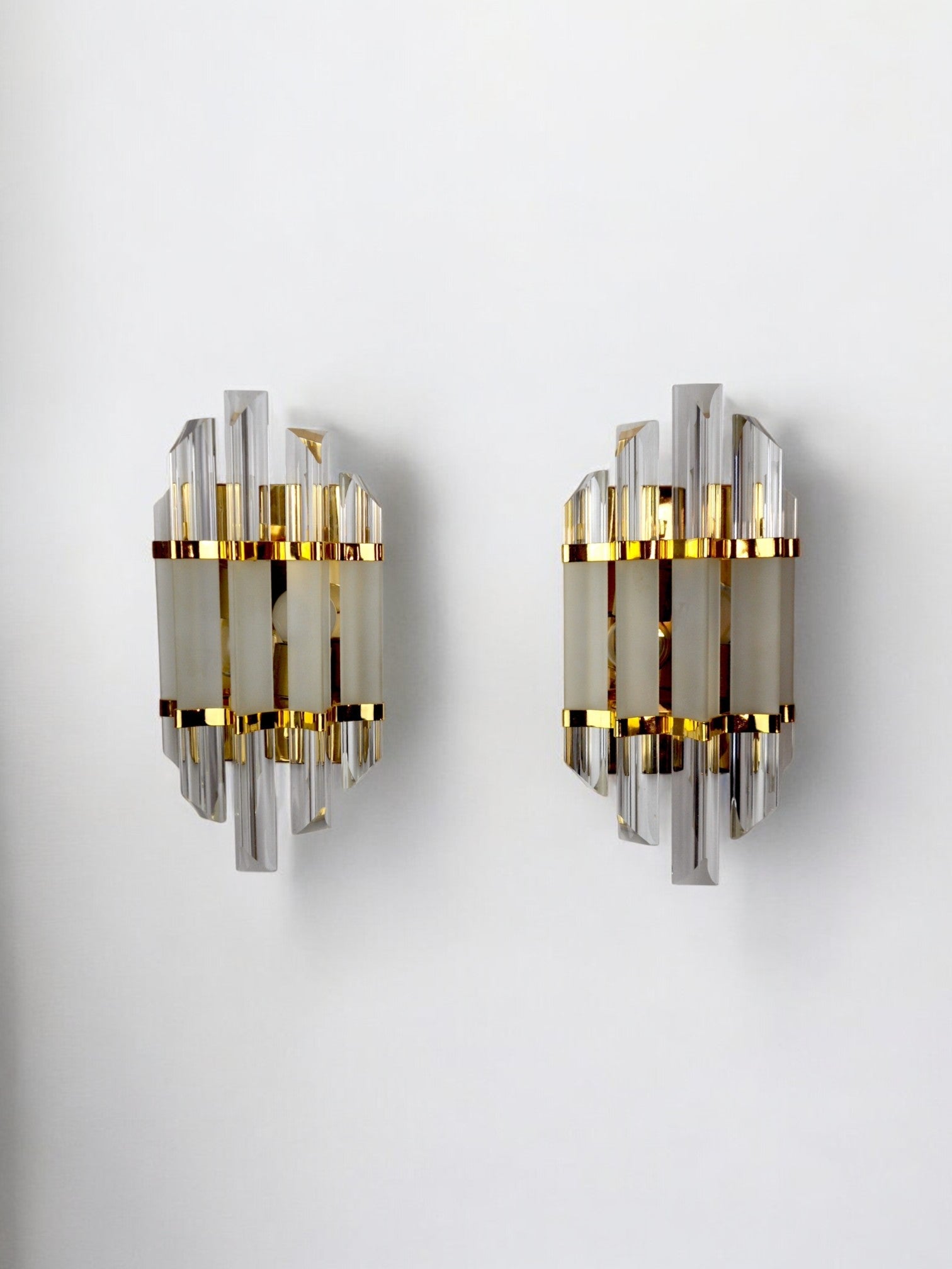 Pair of Venini Murano glass sconces Italy 1970