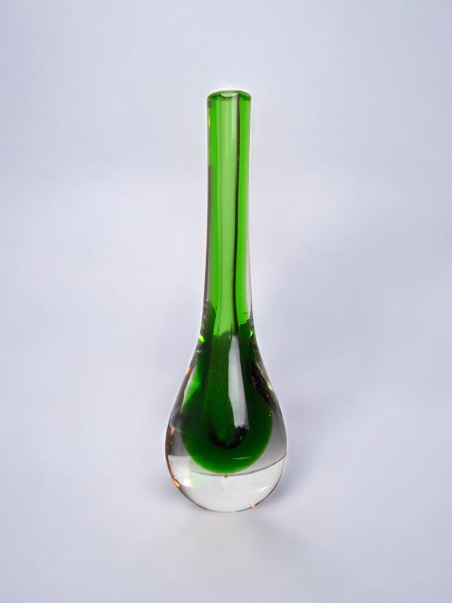 Green sommerso soliflor vase by seguso, murano, italy, 1970