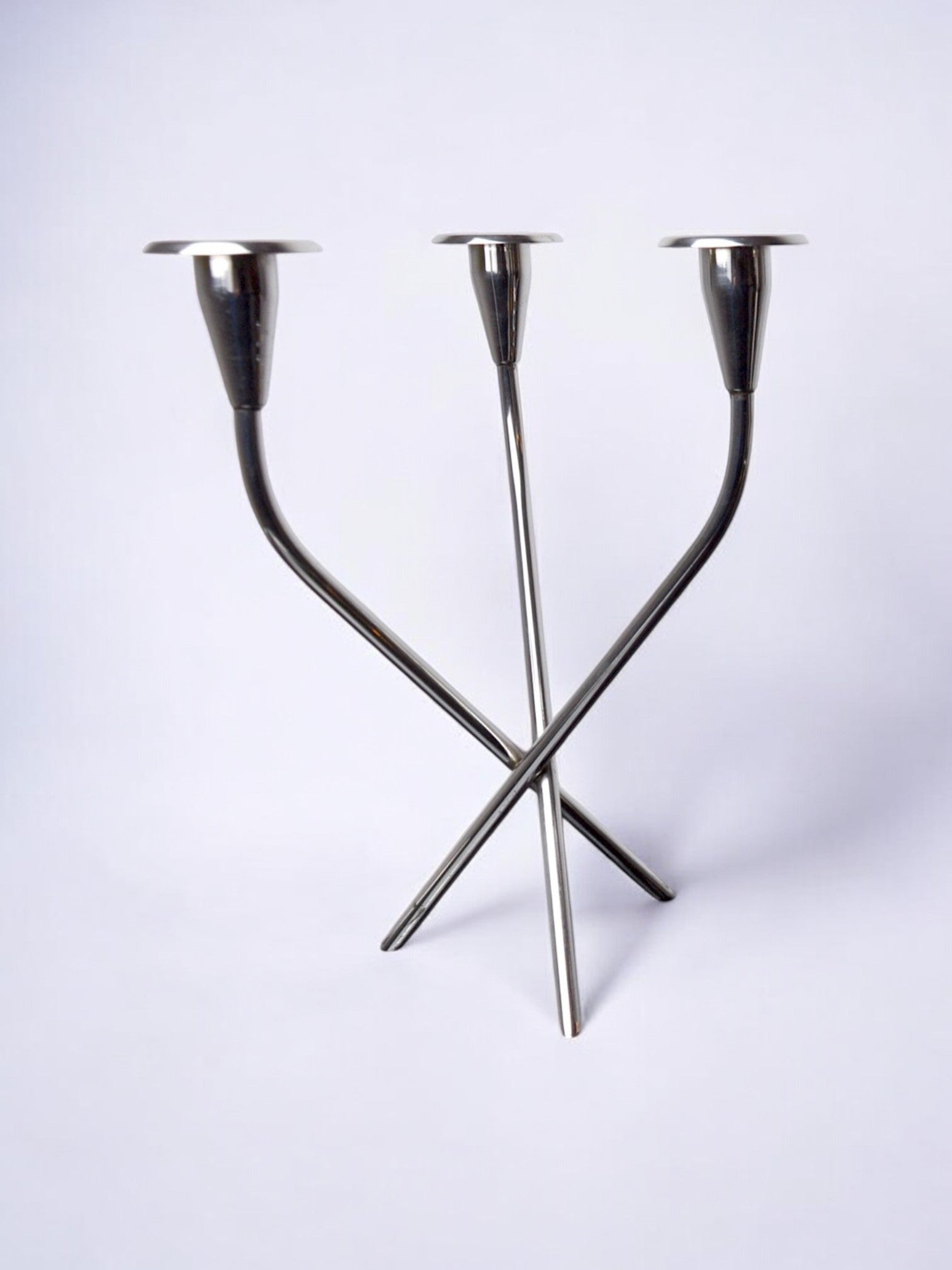 Scandinavian 3-arm candlestick in alpaca, Sweden, 1970