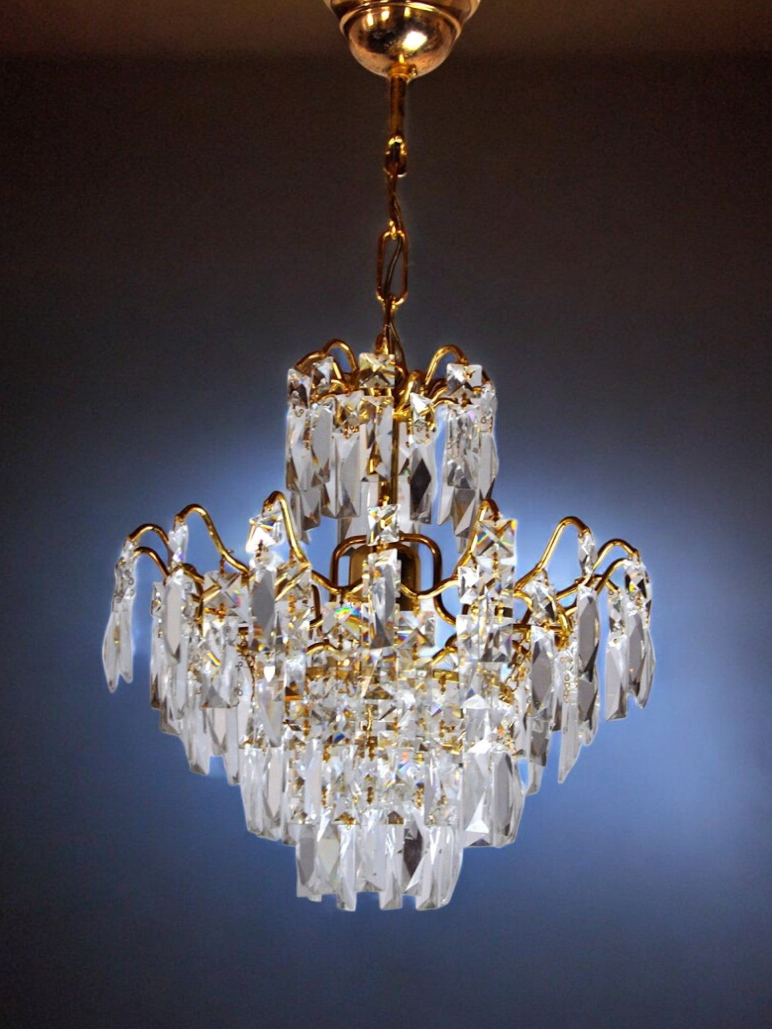 Regency chandelier, cut crystals, Spain, 1980