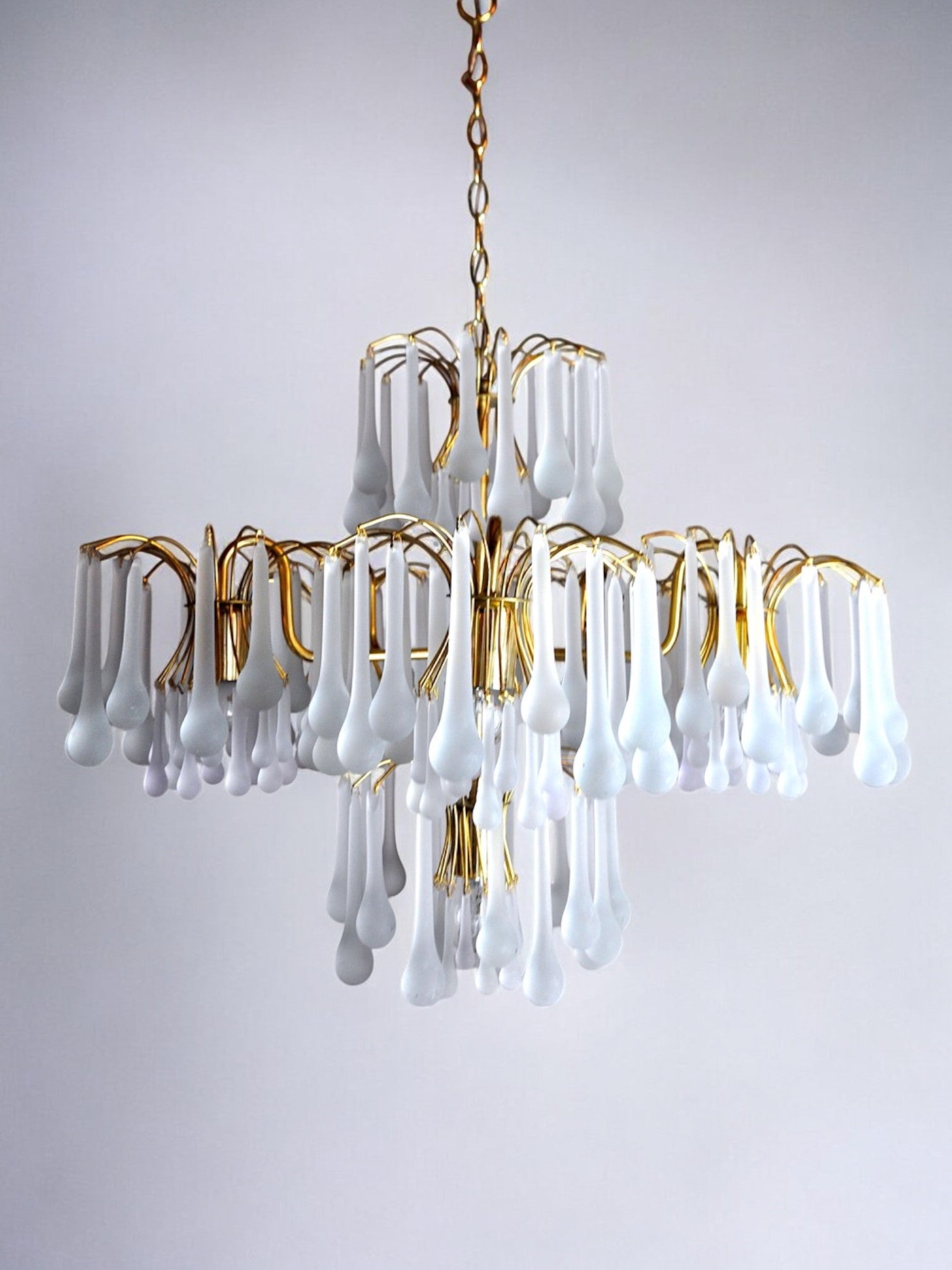 Chandelier drops by Venini, 5 arms, murano glass, italy, 1960