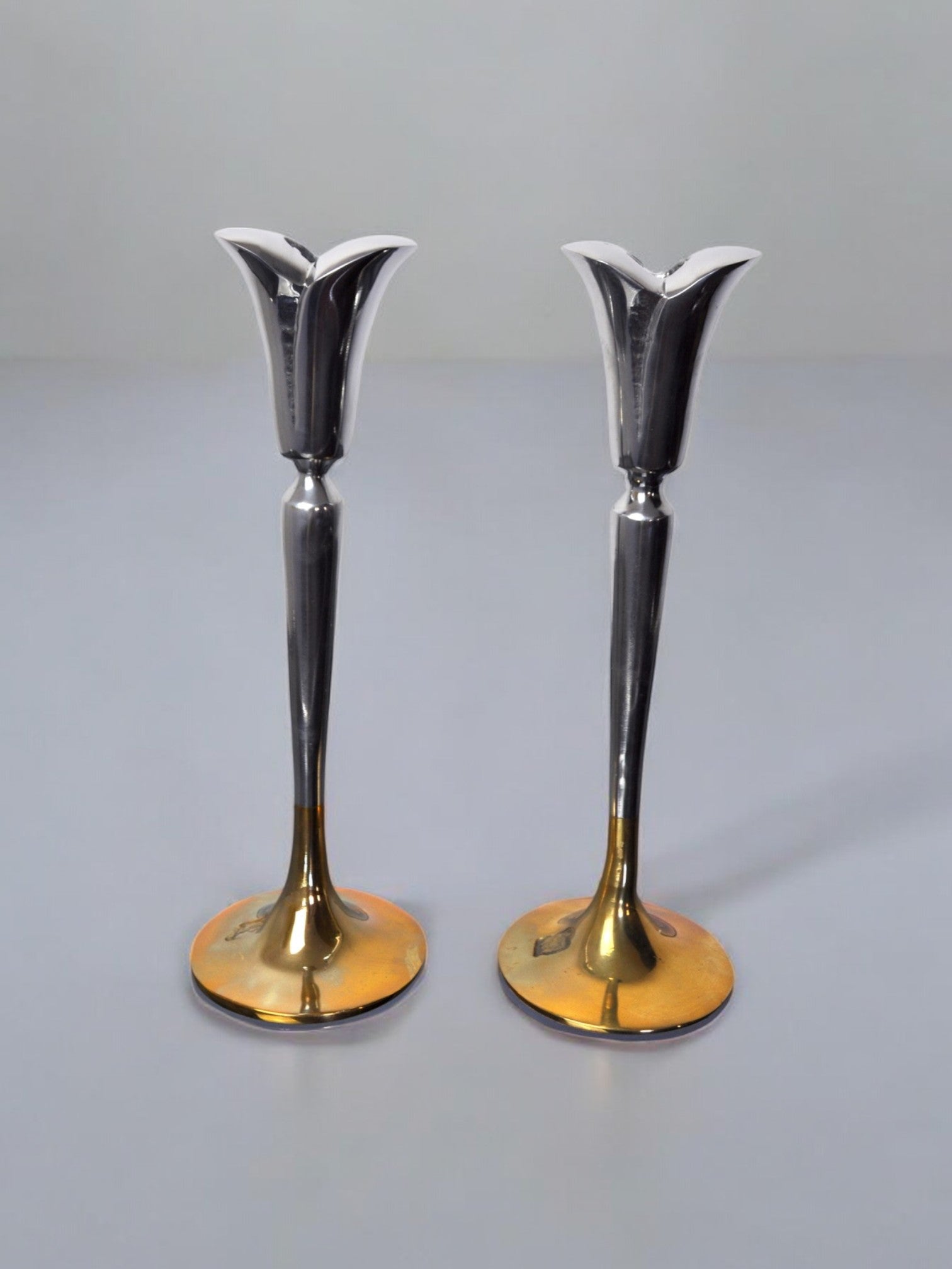 Pair of brutalist candlesticks by Art3, 1970