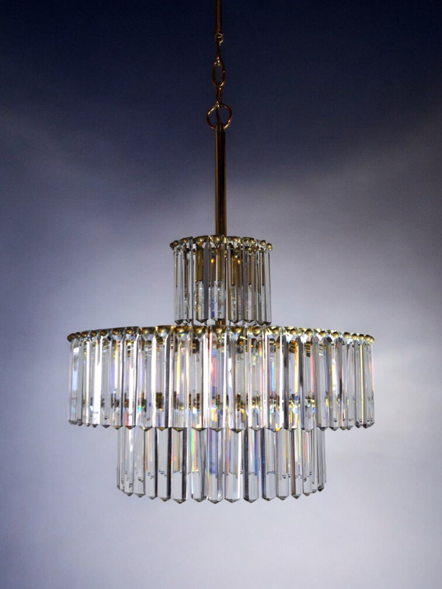Kinkeldey chandelier, murano crystals, 3 levels, Germany, 1970