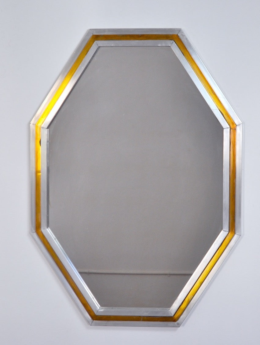 Romeo Regga Italian Octagonal Mirror, 1970s