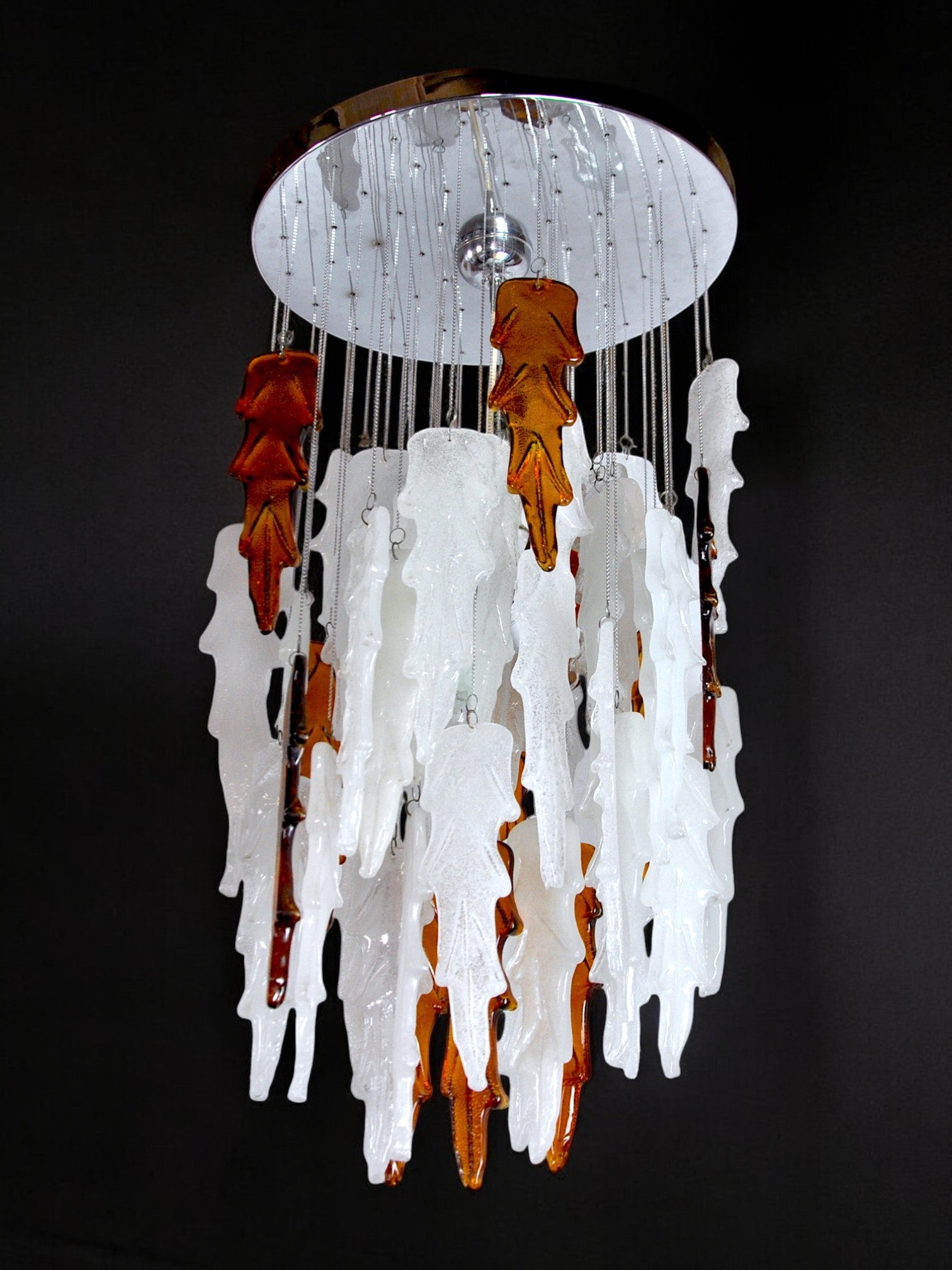 Albano Poli Two-Tone Poliarte Waterfall Chandelier, Murano, Italy, 1970