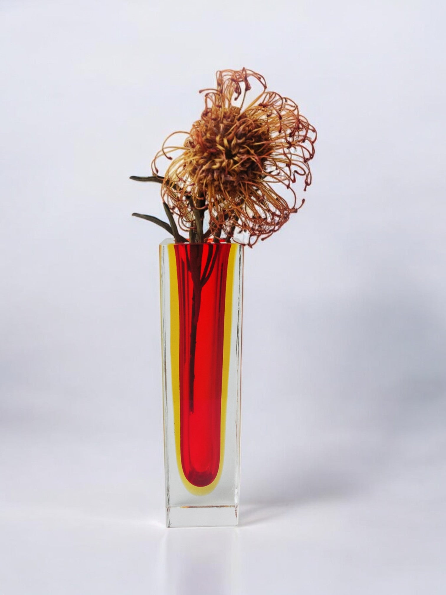 Archimede Seguso vintage vase in orange Murano glass Italy 1960