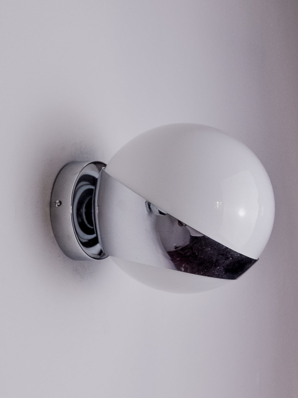 space-age wall lamp by Marca SL, white opaline, Spain