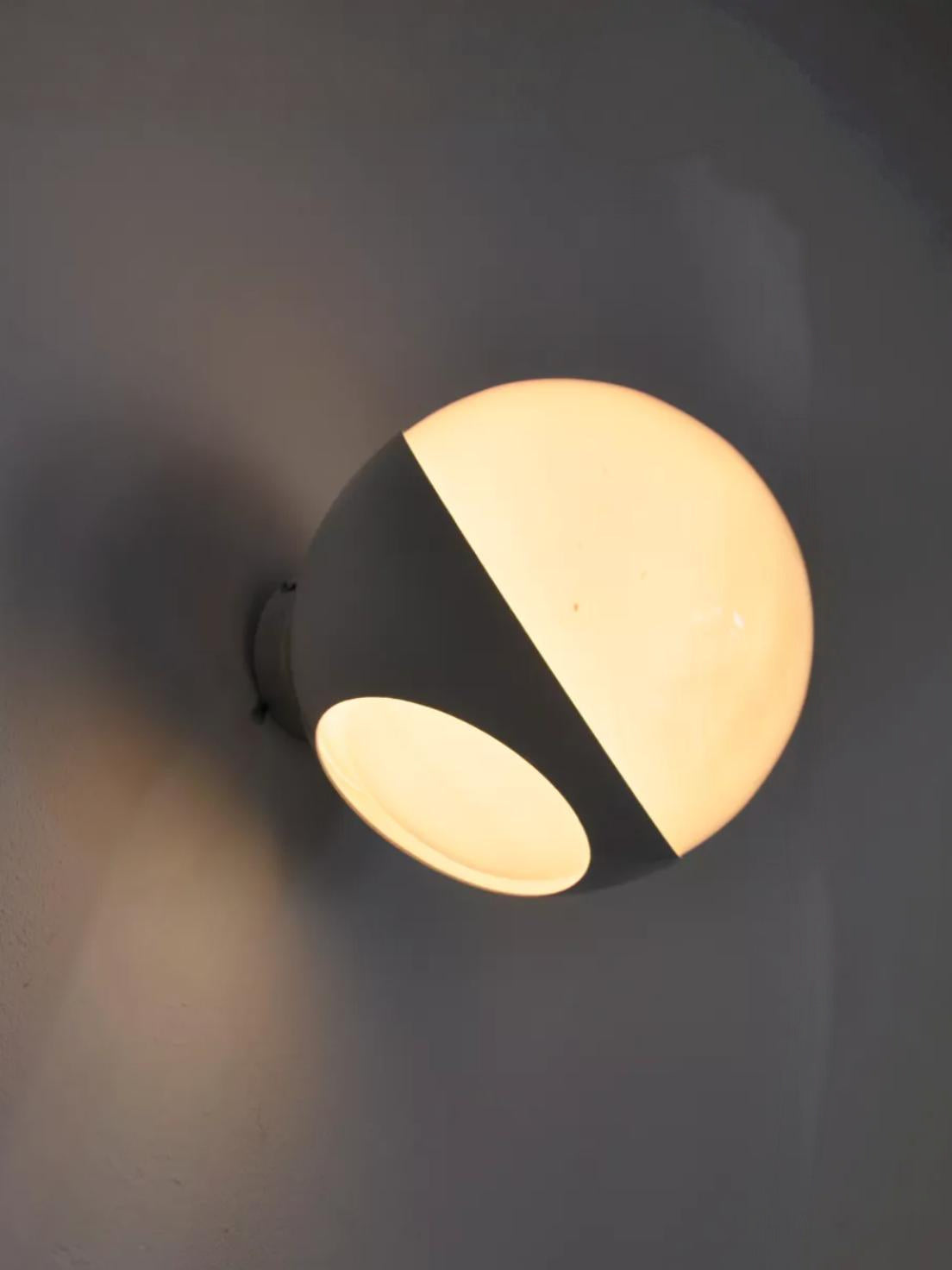 White Opaline space age sconces, Italy, 1970