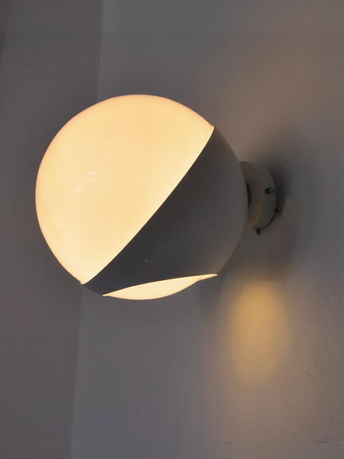 White Opaline space age sconces, Italy, 1970