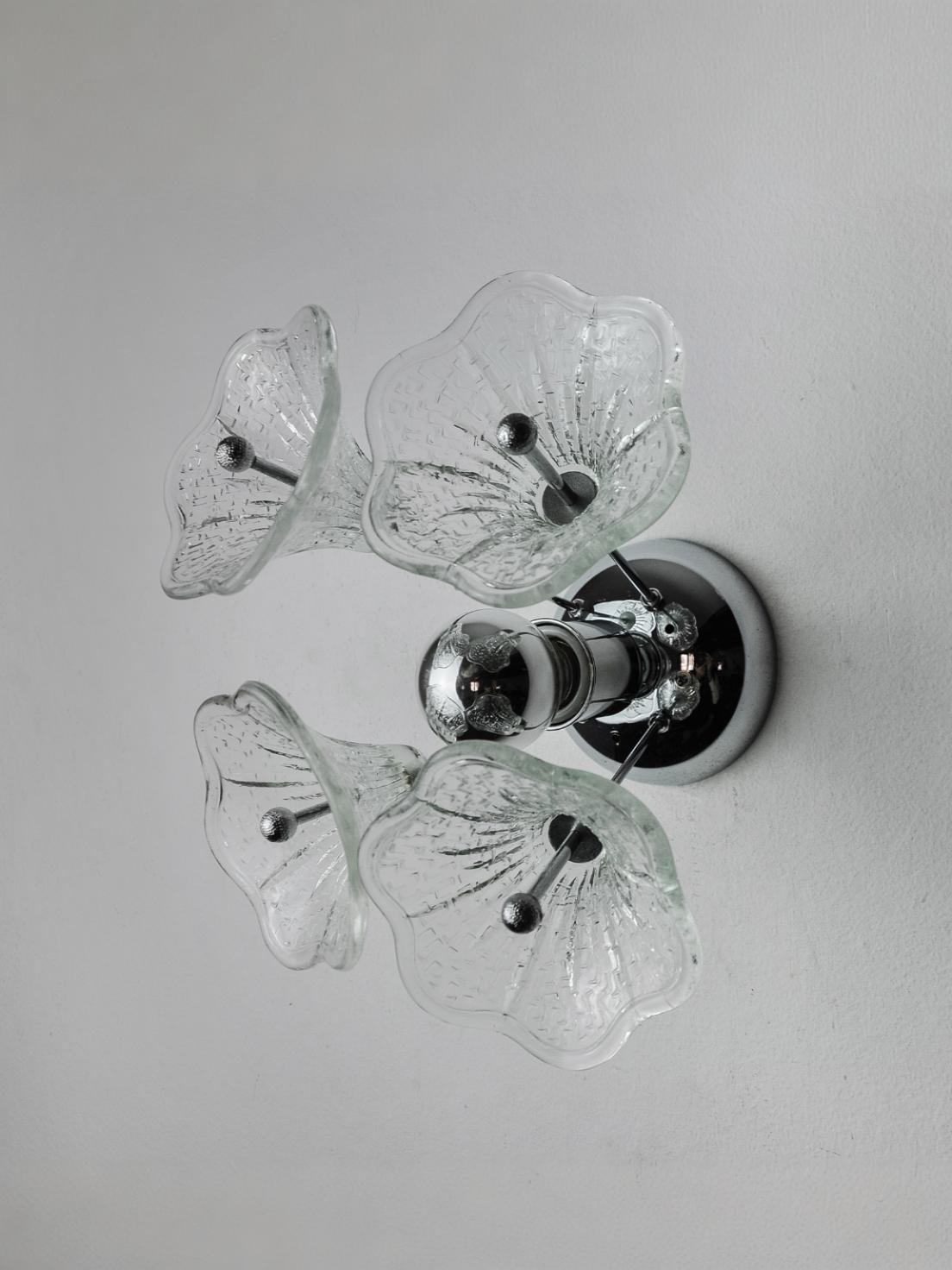 Floral sputnik wall lamp, murano glass, italy, 1970