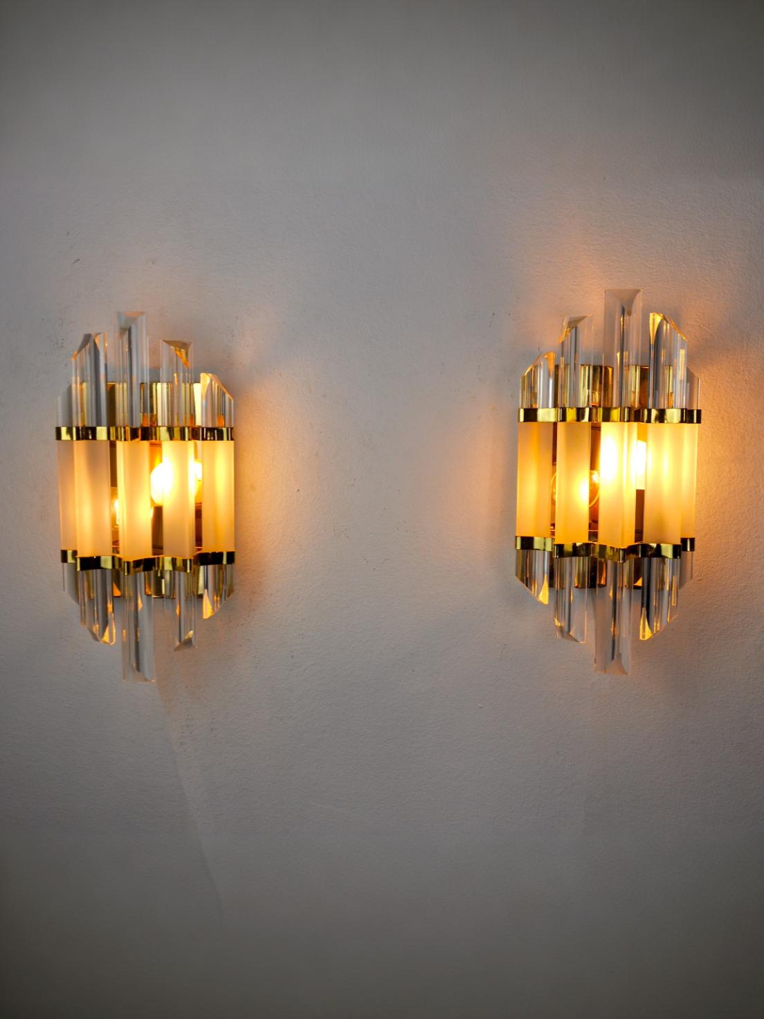Pair of Venini Murano glass sconces Italy 1970