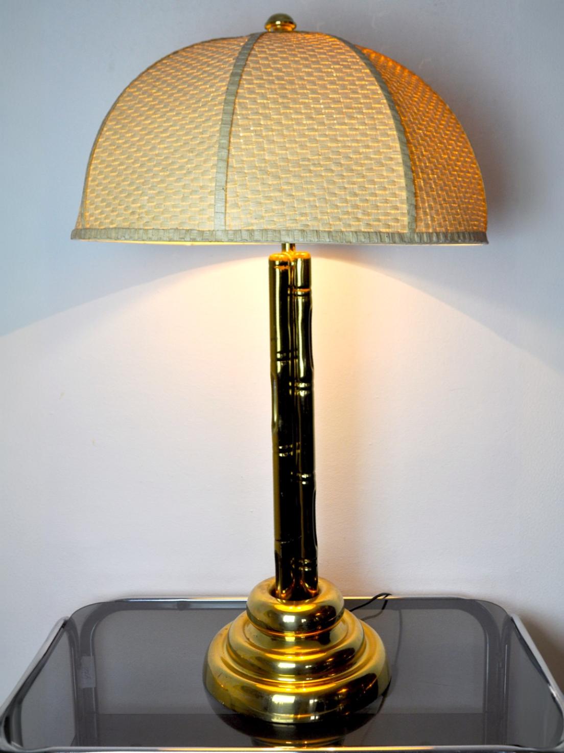 Faux bamboo lamp in brass Regency France 1970