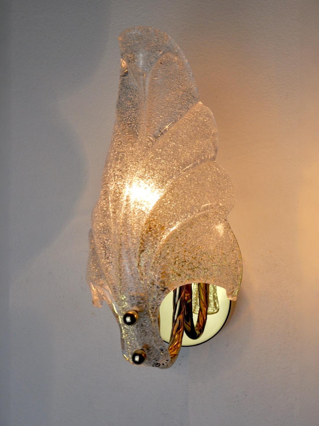 Wall lamp "leaf" by Carl Fagerlund, Murano glass, Germany, 1970