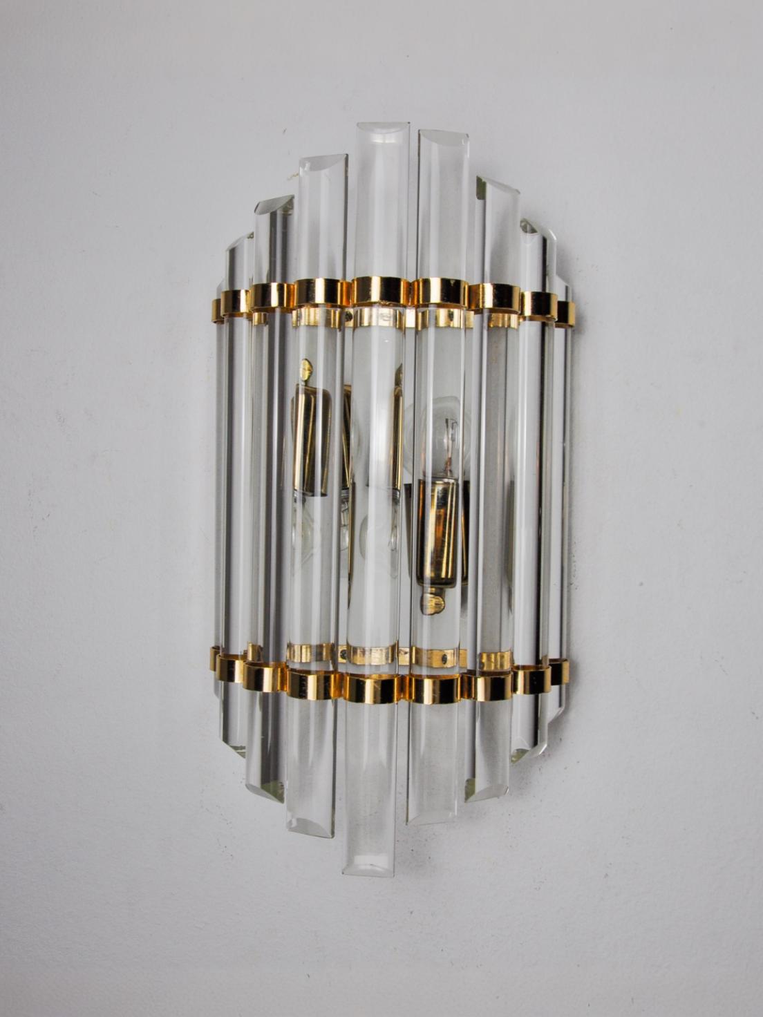 Venini wall lamp, murano half-moon glass, italy, 1970
