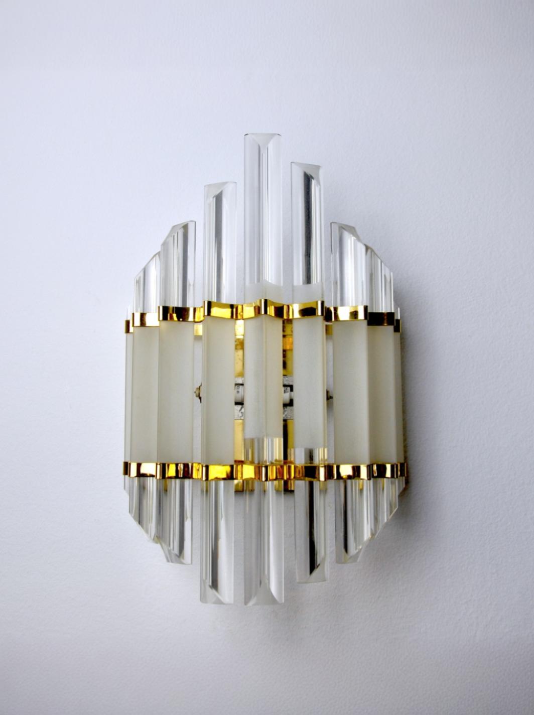 Venini wall lamp, triedri glass Italy, 1970