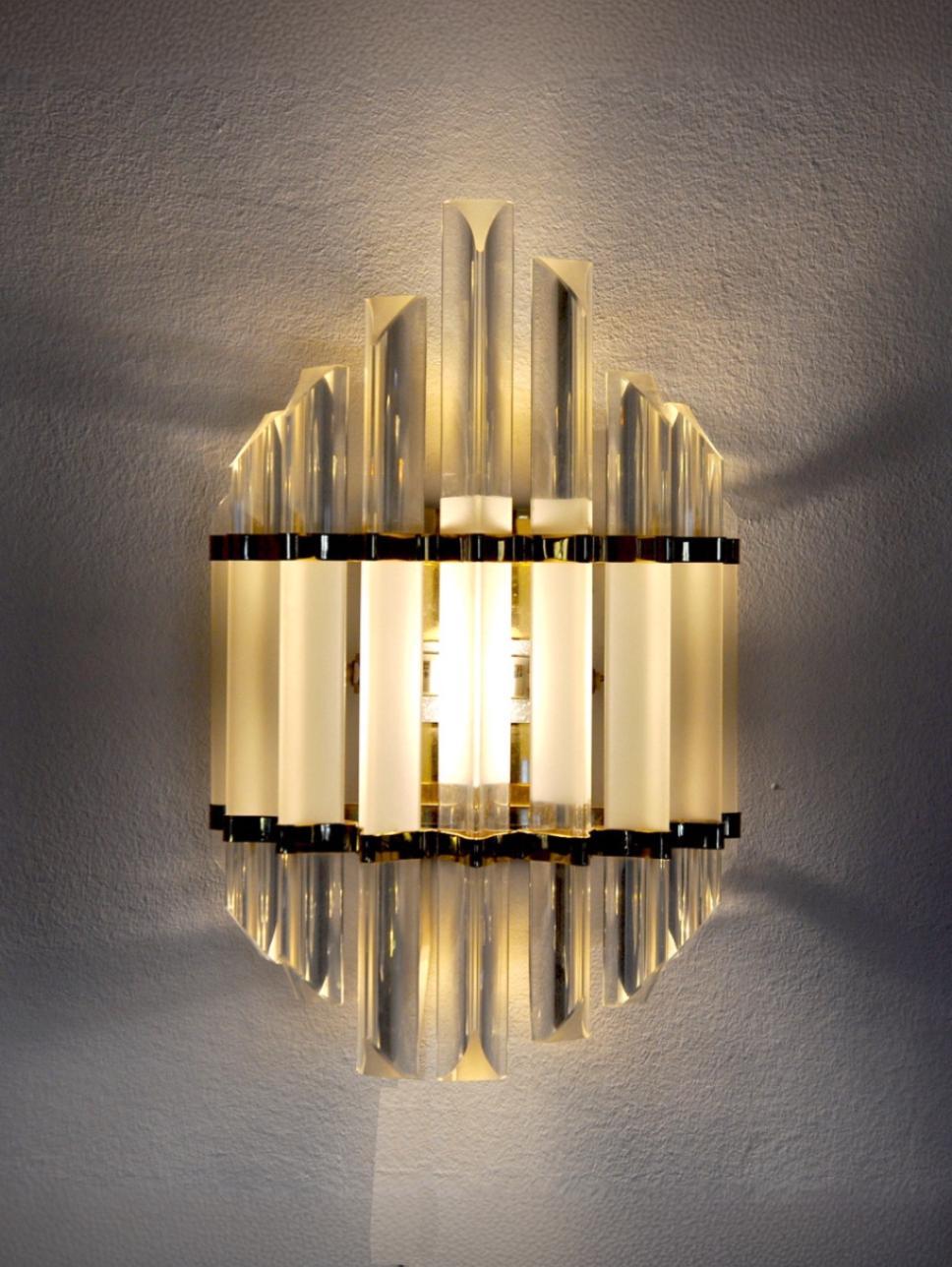Venini wall lamp, triedri glass Italy, 1970