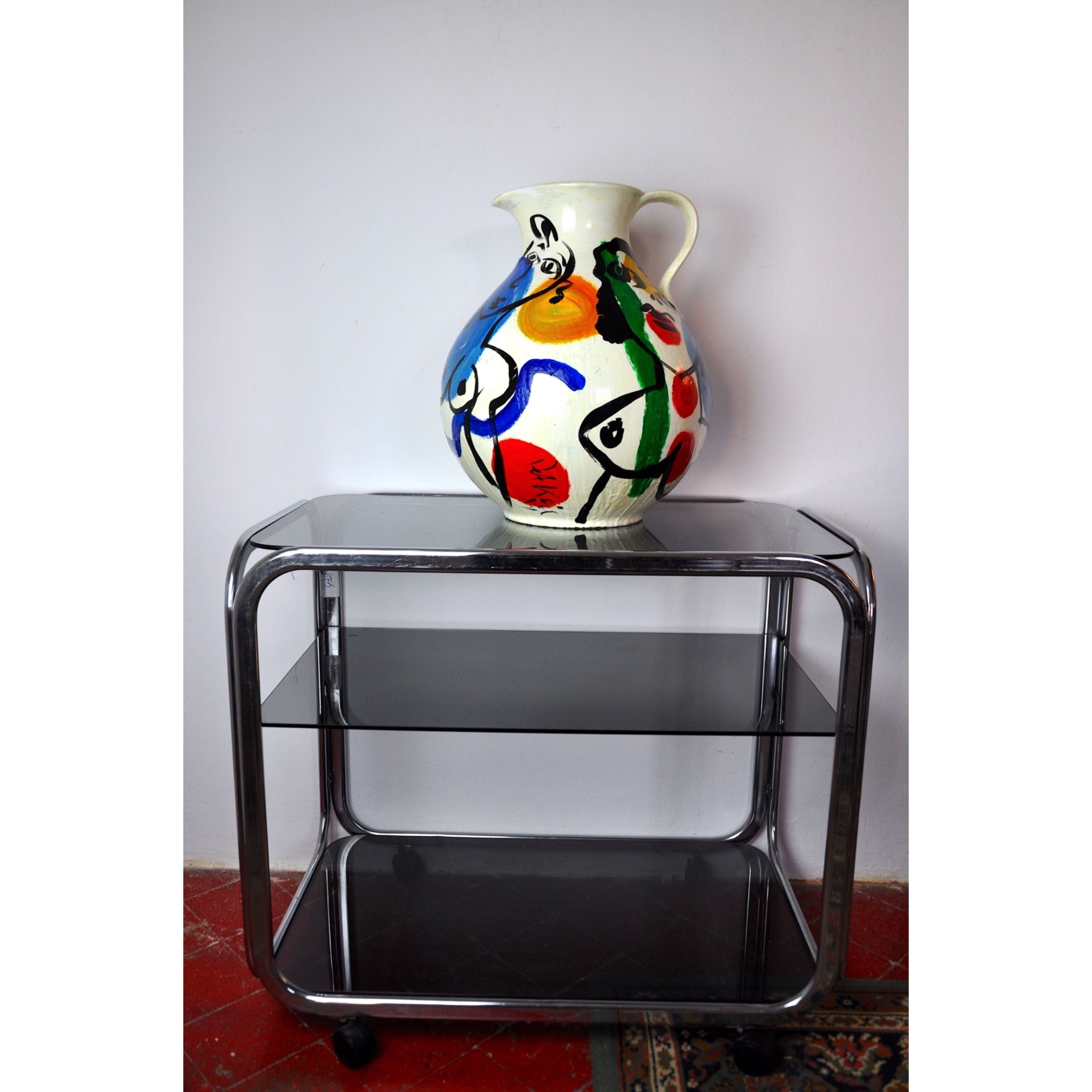 Vase painted by Peter Robert Keil, signed, Germany, 1984