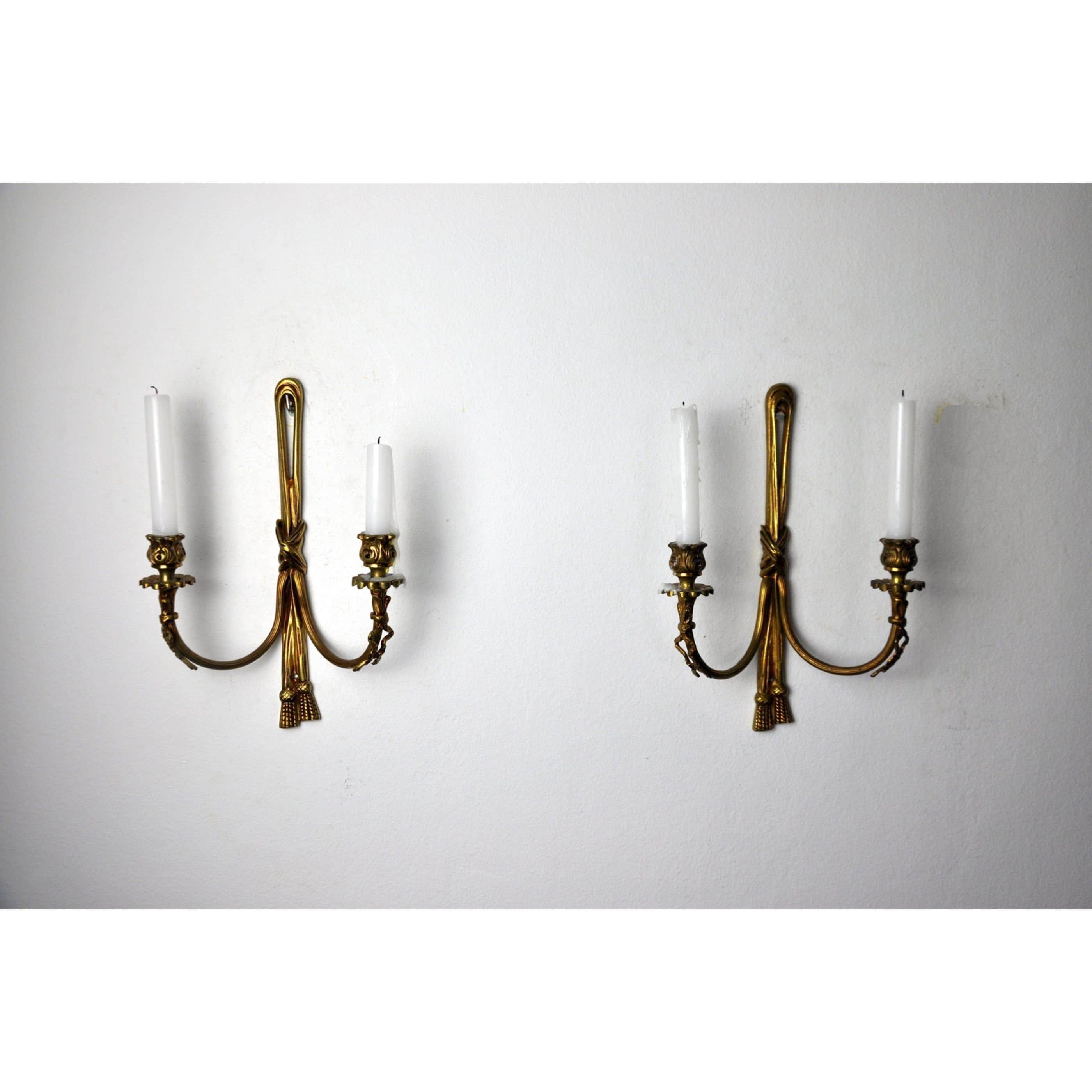 Pair of Regency Brass Candlesticks, France, 1980