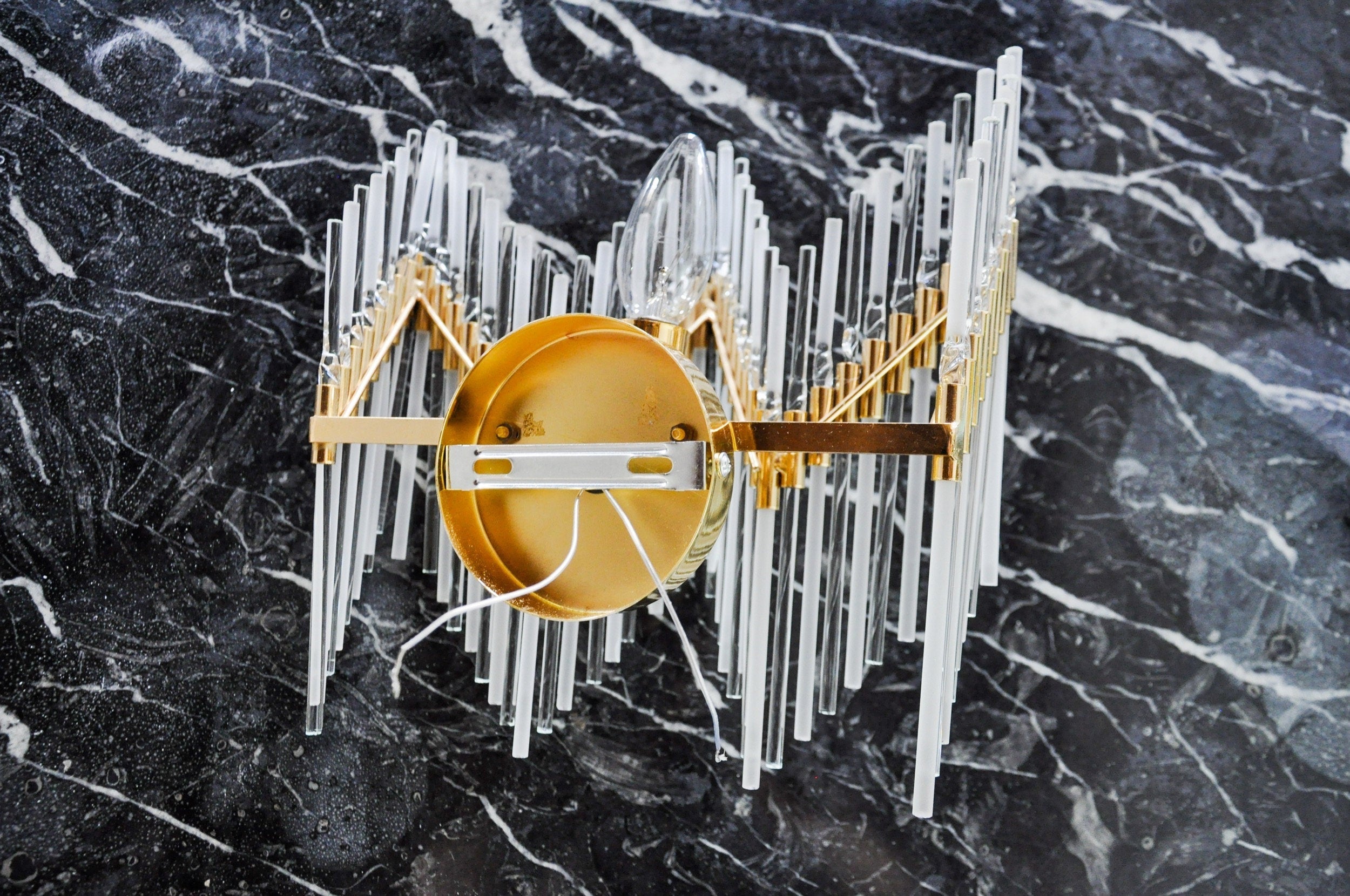 Venini tubular sconce, tubular cut crystals, Italy, 1970