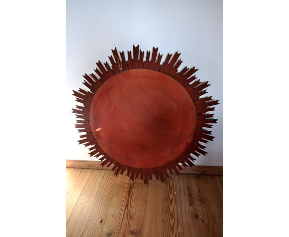 1960s Gold Sunburst Wooden Mirror, France