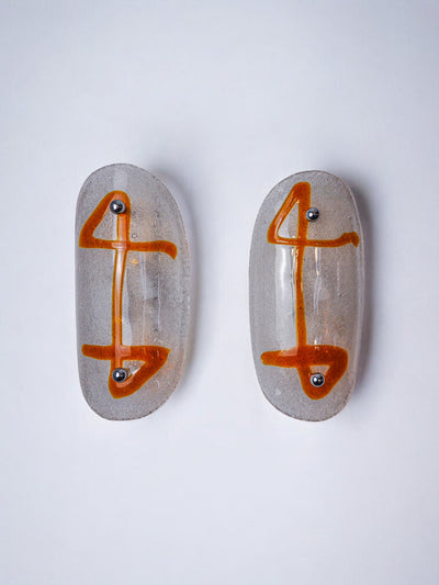 Pair of XL wall lights by Murano Mazzega in orange frosted glass Italy 1970