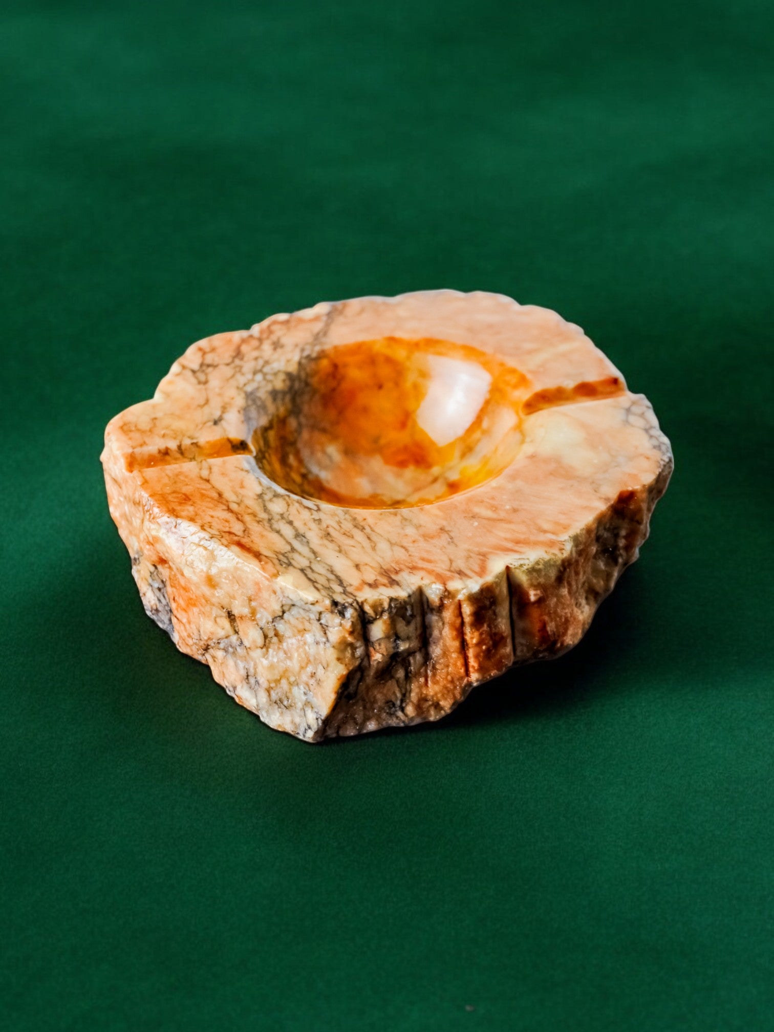 Ocher Alabaster ashtray by Romano Bianchi, Italy, 1970's