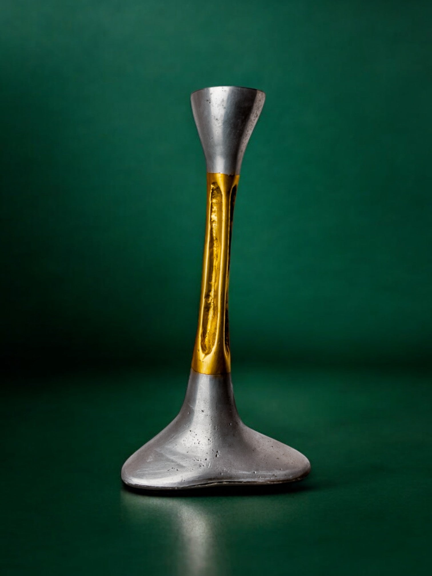 Brutalist candlestick by David Marshall, bronze and aluminum, Spain, 1970's