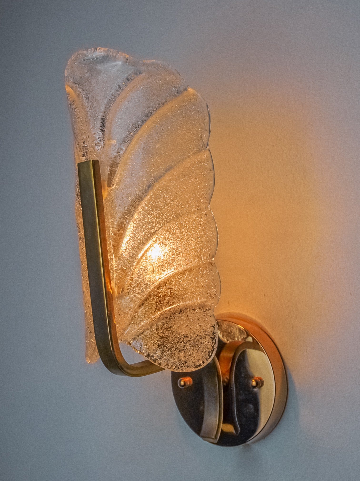 "Leaf" sconce by Carl Fagerlund, Murano glass, Germany, 1970