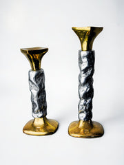 Pair of brutalist candlesticks by Ardisur, Spain, 1970