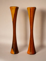 Pair of scandinavian candleholder in Wood, Denmark, 1980's