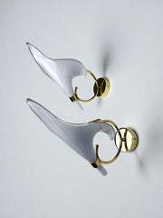 Pair of Italian Hand Blown Murano Glass Calla Lilly wall lights By Franco Luce, 1970's