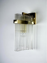 Gaetano Sciolari for Lightolier Wall Sconce, Murano Glass Rods & Gilt Brass, Italy, 1970s
