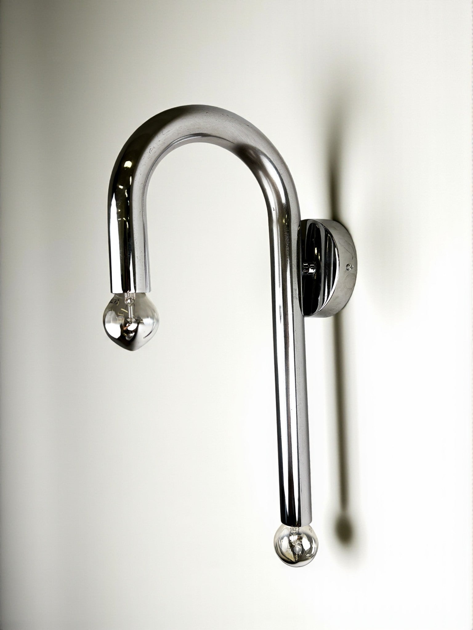 Space-Age Tubular Wall Light, Chromed Metal, Italy, 1970s