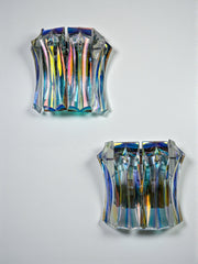 Pair of Paolo Venini Iridescent Murano Glass Wall Lights , Italy Circa 1970s