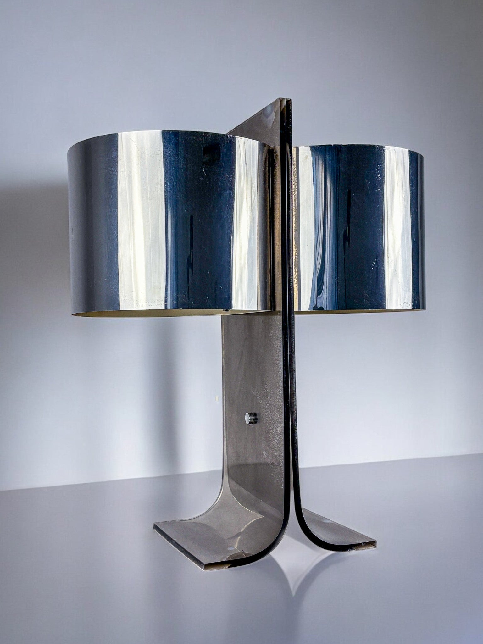 Lucite and Chrome Table Lamp Attributed to Gianfranco Fini & Fabrizio Cocchi, Italy 1970s